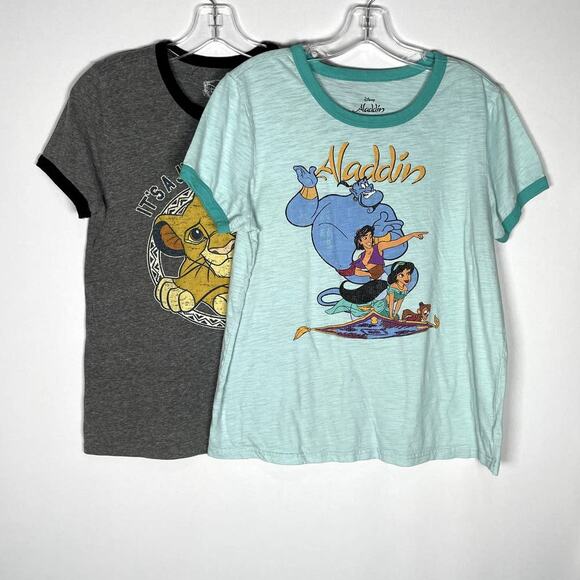 Bundle of 2 Disney Aladdin/Lion King Ringer Style Shirts Size L - Picture 1 of 7